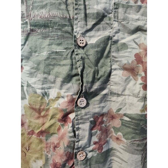 Aeropostale Hawaiian Shirt Mens XL Button Up Green Floral Short Sleeve - Picture 3 of 16